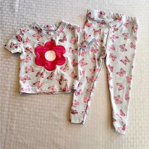 Penelope Mack 12M Butterfly Pajama Set 2Pc Snug Fit Pink Floral